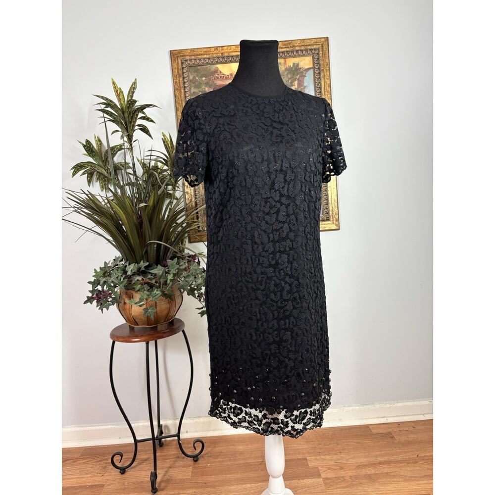 Juicy Couture Lace Dress Womens Size 4 Black Short Sleeve Embellished Whimsigoth